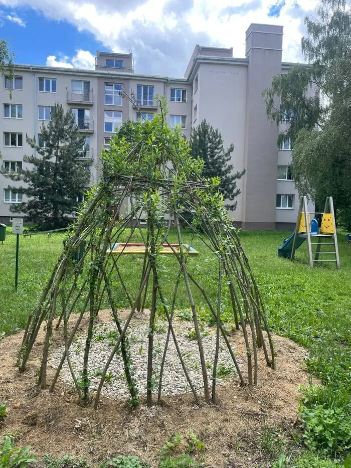 Živý hrací prvok z vŕbového prútia, ktorý dáva tieň